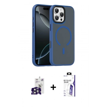 MARSİLYAN™- iPhone 16 Pro Max Kılıf Doruk Form Serisi - Siyah Bilvis 3X AR HD Cam Ekran Koruyucu + Bilvis Titan Kamera Lens - TMGI