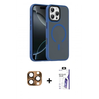 MARSİLYAN™- iPhone 16 Pro Max Kılıf Doruk Form Serisi - Siyah Bilvis 3X AR HD Cam Ekran Koruyucu + Pers Alüminyum Kamera Lens - CLTM