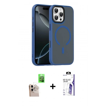 MARSİLYAN™- iPhone 16 Pro Max Kılıf Doruk Form Serisi - Siyah Bilvis 3X AR HD Cam Ekran Koruyucu + Raze Metal Kamera Lens - NLGY