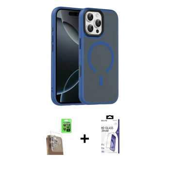 MARSİLYAN™- iPhone 16 Pro Max Kılıf Doruk Form Serisi - Siyah Bilvis 3X AR HD Cam Ekran Koruyucu + Raze Metal Kamera Lens - CLTM