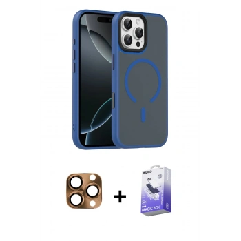 MARSİLYAN™- iPhone 16 Pro Max Kılıf Doruk Form Serisi - Siyah Bilvis 5in1 5D Magic Hayalet Cam Ekran Koruyucu + Pers Alüminyum Kamera Lens - CLTM