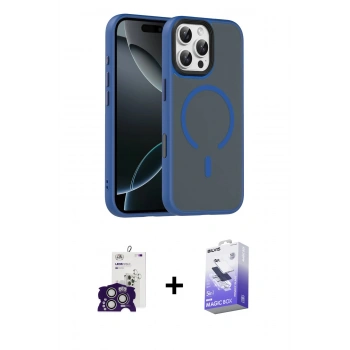 MARSİLYAN™- iPhone 16 Pro Max Kılıf Doruk Form Serisi - Siyah Bilvis 5in1 5D Magic Hayalet Cam Ekran Koruyucu + Bilvis Titan Kamera Lens - GS