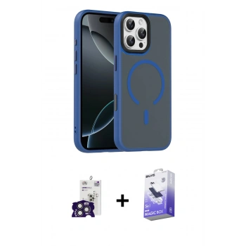 MARSİLYAN™- iPhone 16 Pro Max Kılıf Doruk Form Serisi - Siyah Bilvis 5in1 5D Magic Hayalet Cam Ekran Koruyucu + Bilvis Titan Kamera Lens - TMGI