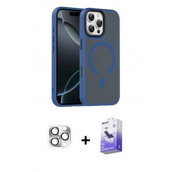 MARSİLYAN™- iPhone 16 Pro Max Kılıf Doruk Form Serisi - Siyah Bilvis 5in1 5D Magic Hayalet Cam Ekran Koruyucu + Pers Alüminyum Kamera Lens - GS