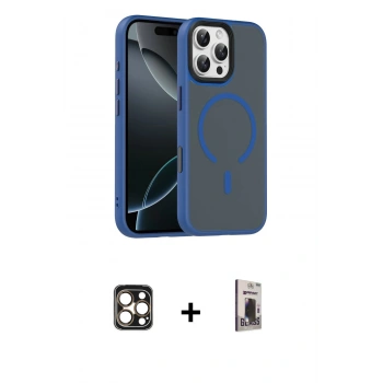 MARSİLYAN™- iPhone 16 Pro Max Kılıf Doruk Form Serisi - Siyah Bilvis Hayalet Cam Ekran Koruyucu + PVD Metal Kamera Lens - GD