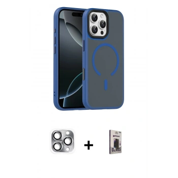 MARSİLYAN™- iPhone 16 Pro Max Kılıf Doruk Form Serisi - Siyah Bilvis Hayalet Cam Ekran Koruyucu + Pers Alüminyum Kamera Lens - GI