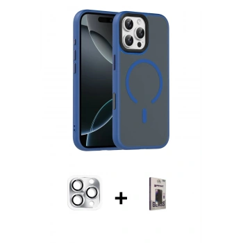 MARSİLYAN™- iPhone 16 Pro Max Kılıf Doruk Form Serisi - Siyah Bilvis Hayalet Cam Ekran Koruyucu + Pers Alüminyum Kamera Lens - GS