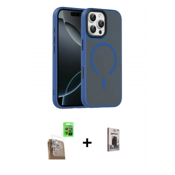 MARSİLYAN™- iPhone 16 Pro Max Kılıf Doruk Form Serisi - Siyah Bilvis Hayalet Cam Ekran Koruyucu + Raze Metal Kamera Lens - CLTM