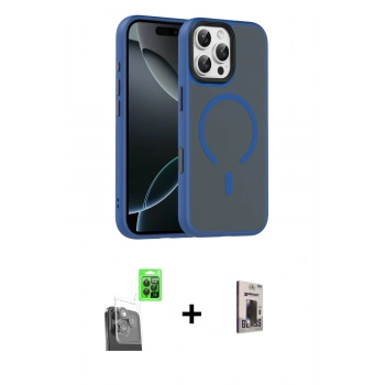 MARSİLYAN™- iPhone 16 Pro Max Kılıf Doruk Form Serisi - Siyah Bilvis Hayalet Cam Ekran Koruyucu + Raze Metal Kamera Lens - SH