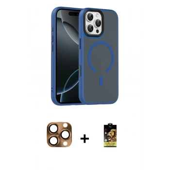 MARSİLYAN™- iPhone 16 Pro Max Kılıf Doruk Form Serisi - Siyah Buffer Cam Ekran Koruyucu + Pers Alüminyum Kamera Lens - CLTM