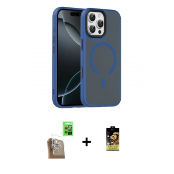 MARSİLYAN™- iPhone 16 Pro Max Kılıf Doruk Form Serisi - Siyah Buffer Cam Ekran Koruyucu + Raze Metal Kamera Lens - CLTM