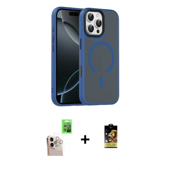 MARSİLYAN™- iPhone 16 Pro Max Kılıf Doruk Form Serisi - Siyah Buffer Cam Ekran Koruyucu + Raze Metal Kamera Lens - NLGY