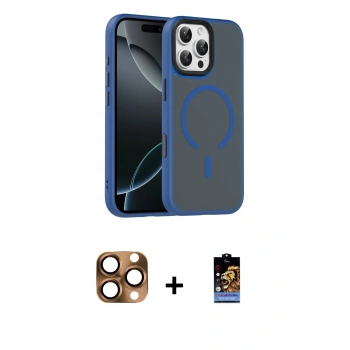 MARSİLYAN™- iPhone 16 Pro Max Kılıf Doruk Form Serisi - Siyah Buffer Hayalet Cam Ekran Koruyucu + Pers Alüminyum Kamera Lens - CLTM