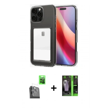 MARSİLYAN™- iPhone 16 Pro Max Kılıf Doruk Klasik Koleksiyonu - Şeffaf 360 Full Body Arka Koruyucu + Raze Metal Kamera Lens - SH