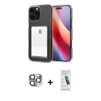 MARSİLYAN™- iPhone 16 Pro Max Kılıf Doruk Klasik Koleksiyonu - Şeffaf Pasifik Cam Ekran Koruyucu + Pers Alüminyum Kamera Lens - GI