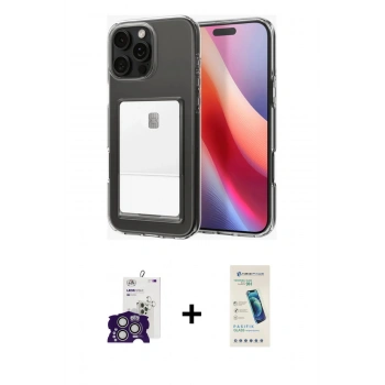 MARSİLYAN™- iPhone 16 Pro Max Kılıf Doruk Klasik Koleksiyonu - Şeffaf Pasifik Cam Ekran Koruyucu + Bilvis Titan Kamera Lens - GS