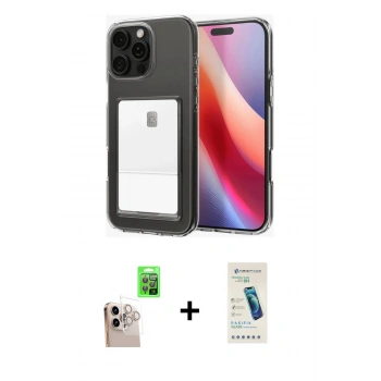 MARSİLYAN™- iPhone 16 Pro Max Kılıf Doruk Klasik Koleksiyonu - Şeffaf Pasifik Cam Ekran Koruyucu + Raze Metal Kamera Lens - NLGY
