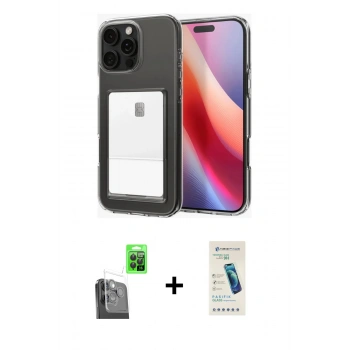 MARSİLYAN™- iPhone 16 Pro Max Kılıf Doruk Klasik Koleksiyonu - Şeffaf Pasifik Cam Ekran Koruyucu + Raze Metal Kamera Lens - SH