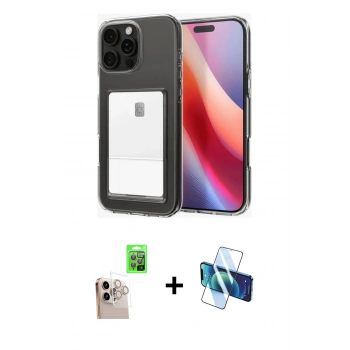 MARSİLYAN™- iPhone 16 Pro Max Kılıf Doruk Klasik Koleksiyonu - Siyah 3D Antistatik Cam Ekran Koruyucu + Raze Metal Kamera Lens - NLGY