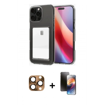 MARSİLYAN™- iPhone 16 Pro Max Kılıf Doruk Klasik Koleksiyonu - Siyah 3D Antistatik Mat Seramik Nano Ekran Koruyucu + Pers Alüminyum Kamera Lens - CLTM