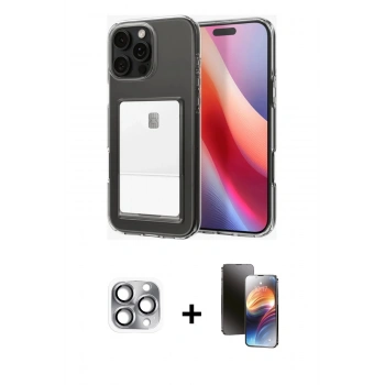 MARSİLYAN™- iPhone 16 Pro Max Kılıf Doruk Klasik Koleksiyonu - Siyah 3D Antistatik Mat Seramik Nano Ekran Koruyucu + Pers Alüminyum Kamera Lens - GI