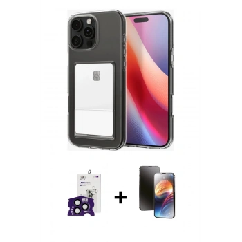 MARSİLYAN™- iPhone 16 Pro Max Kılıf Doruk Klasik Koleksiyonu - Siyah 3D Antistatik Mat Seramik Nano Ekran Koruyucu + Bilvis Titan Kamera Lens - SH