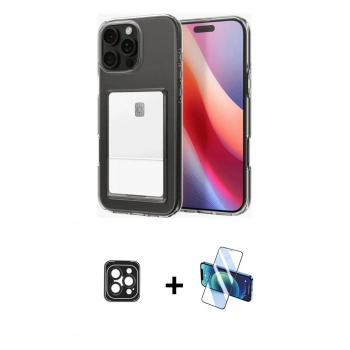 MARSİLYAN™- iPhone 16 Pro Max Kılıf Doruk Klasik Koleksiyonu - Siyah 3D Antistatik Seramik Nano Ekran Koruyucu + PVD Metal Kamera Lens - SH