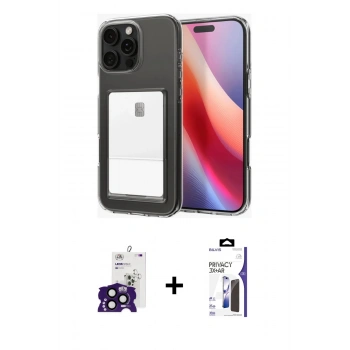 MARSİLYAN™- iPhone 16 Pro Max Kılıf Doruk Klasik Koleksiyonu - Siyah Bilvis 3X AR Hayalet Cam Ekran Koruyucu + Bilvis Titan Kamera Lens - SH