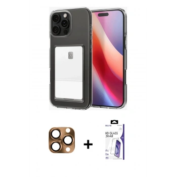 MARSİLYAN™- iPhone 16 Pro Max Kılıf Doruk Klasik Koleksiyonu - Siyah Bilvis 3X AR HD Cam Ekran Koruyucu + Pers Alüminyum Kamera Lens - CLTM