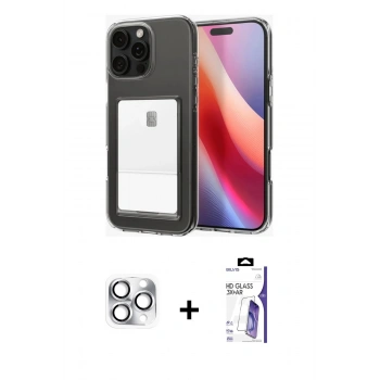 MARSİLYAN™- iPhone 16 Pro Max Kılıf Doruk Klasik Koleksiyonu - Siyah Bilvis 3X AR HD Cam Ekran Koruyucu + Pers Alüminyum Kamera Lens - GS