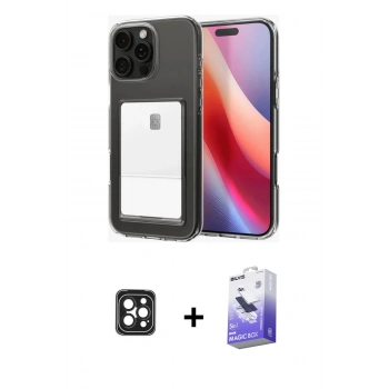 MARSİLYAN™- iPhone 16 Pro Max Kılıf Doruk Klasik Koleksiyonu - Siyah Bilvis 5in1 5D Magic Hayalet Cam Ekran Koruyucu + PVD Metal Kamera Lens - SH