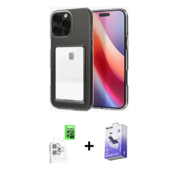 MARSİLYAN™- iPhone 16 Pro Max Kılıf Doruk Klasik Koleksiyonu - Siyah Bilvis 5in1 5D Magic Hayalet Cam Ekran Koruyucu + Raze Metal Kamera Lens - BZ