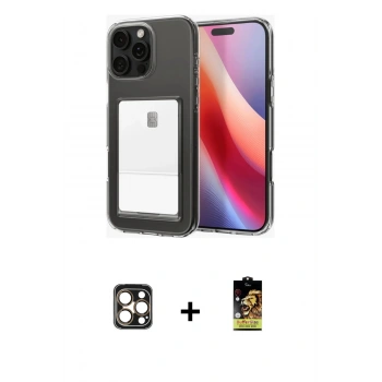 MARSİLYAN™- iPhone 16 Pro Max Kılıf Doruk Klasik Koleksiyonu - Siyah Buffer Cam Ekran Koruyucu + PVD Metal Kamera Lens - GD