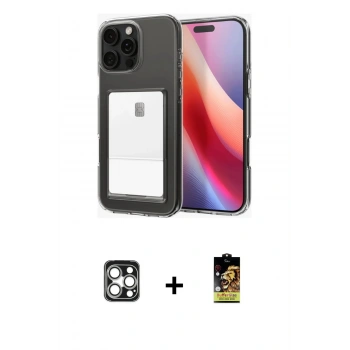 MARSİLYAN™- iPhone 16 Pro Max Kılıf Doruk Klasik Koleksiyonu - Siyah Buffer Cam Ekran Koruyucu + PVD Metal Kamera Lens - GS