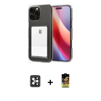 MARSİLYAN™- iPhone 16 Pro Max Kılıf Doruk Klasik Koleksiyonu - Siyah Buffer Cam Ekran Koruyucu + PVD Metal Kamera Lens - SH