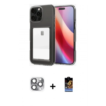 MARSİLYAN™- iPhone 16 Pro Max Kılıf Doruk Klasik Koleksiyonu - Siyah Buffer Hayalet Cam Ekran Koruyucu + Pers Alüminyum Kamera Lens - GI