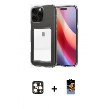 MARSİLYAN™- iPhone 16 Pro Max Kılıf Doruk Klasik Koleksiyonu - Siyah Buffer Hayalet Cam Ekran Koruyucu + PVD Metal Kamera Lens - GD