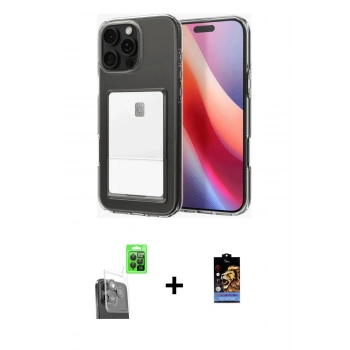 MARSİLYAN™- iPhone 16 Pro Max Kılıf Doruk Klasik Koleksiyonu - Siyah Buffer Hayalet Cam Ekran Koruyucu + Raze Metal Kamera Lens - SH