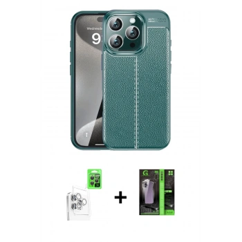 MARSİLYAN™- iPhone 16 Pro Max Kılıf Doruk Klasik Özel Seri - Şeffaf 360 Full Body Arka Koruyucu + Raze Metal Kamera Lens - BZ