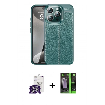 MARSİLYAN™- iPhone 16 Pro Max Kılıf Doruk Klasik Özel Seri - Şeffaf 360 Full Body Arka Koruyucu + Bilvis Titan Kamera Lens - GS