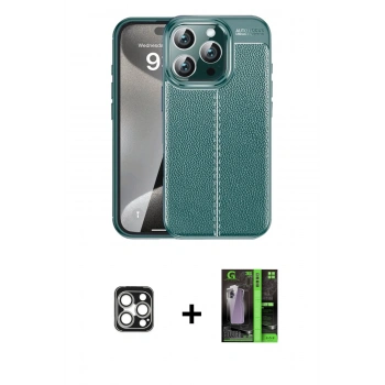 MARSİLYAN™- iPhone 16 Pro Max Kılıf Doruk Klasik Özel Seri - Şeffaf 360 Full Body Arka Koruyucu + PVD Metal Kamera Lens - GS