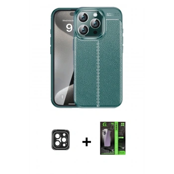 MARSİLYAN™- iPhone 16 Pro Max Kılıf Doruk Klasik Özel Seri - Şeffaf 360 Full Body Arka Koruyucu + PVD Metal Kamera Lens - SH