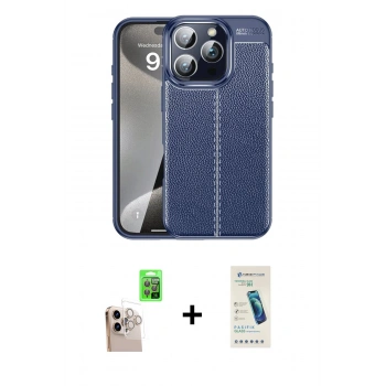 MARSİLYAN™- iPhone 16 Pro Max Kılıf Doruk Klasik Özel Seri - Şeffaf Pasifik Cam Ekran Koruyucu + Raze Metal Kamera Lens - NLGY