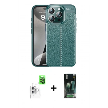 MARSİLYAN™- iPhone 16 Pro Max Kılıf Doruk Klasik Özel Seri - Siyah 360 Mat Full Body Arka Koruyucu + Raze Metal Kamera Lens - BZ