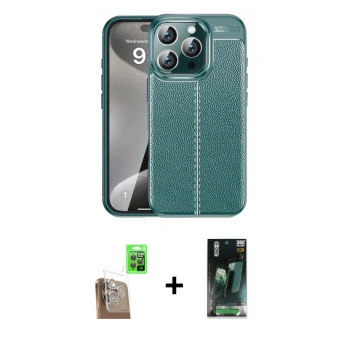 MARSİLYAN™- iPhone 16 Pro Max Kılıf Doruk Klasik Özel Seri - Siyah 360 Mat Full Body Arka Koruyucu + Raze Metal Kamera Lens - CLTM