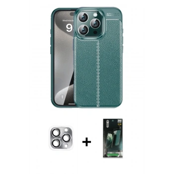 MARSİLYAN™- iPhone 16 Pro Max Kılıf Doruk Klasik Özel Seri - Siyah 360 Mat Full Body Arka Koruyucu + Pers Alüminyum Kamera Lens - GI