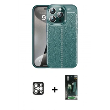 MARSİLYAN™- iPhone 16 Pro Max Kılıf Doruk Klasik Özel Seri - Siyah 360 Mat Full Body Arka Koruyucu + PVD Metal Kamera Lens - GS