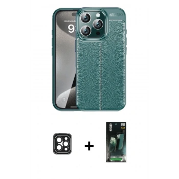 MARSİLYAN™- iPhone 16 Pro Max Kılıf Doruk Klasik Özel Seri - Siyah 360 Mat Full Body Arka Koruyucu + PVD Metal Kamera Lens - SH