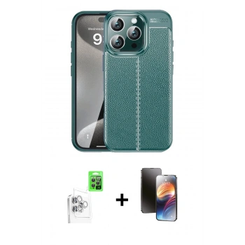 MARSİLYAN™- iPhone 16 Pro Max Kılıf Doruk Klasik Özel Seri - Siyah 3D Antistatik Mat Seramik Nano Ekran Koruyucu + Raze Metal Kamera Lens - BZ