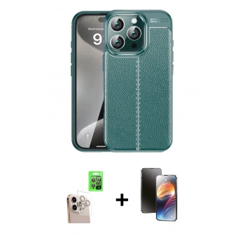 MARSİLYAN™- iPhone 16 Pro Max Kılıf Doruk Klasik Özel Seri - Siyah 3D Antistatik Mat Seramik Nano Ekran Koruyucu + Raze Metal Kamera Lens - NLGY